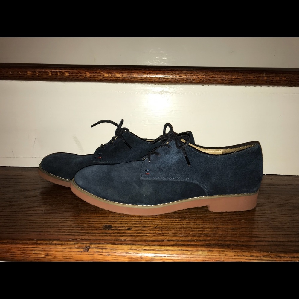 Blue suede tommy hilfiger oxfords